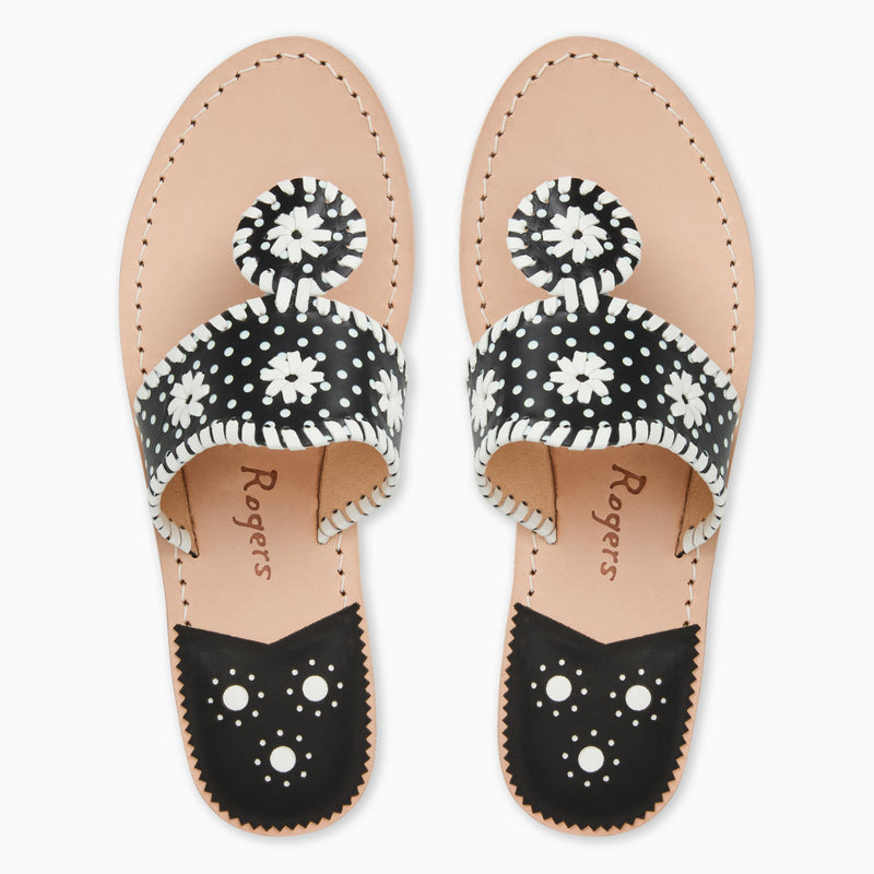 Jacks Polka Dot Leather Flat Sandal