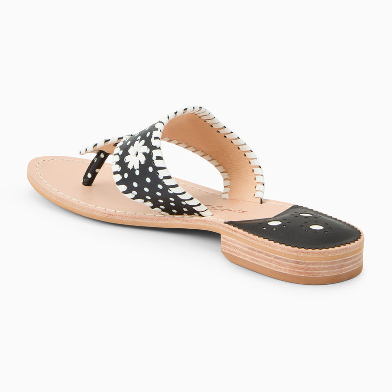 Jacks Polka Dot Leather Flat Sandal