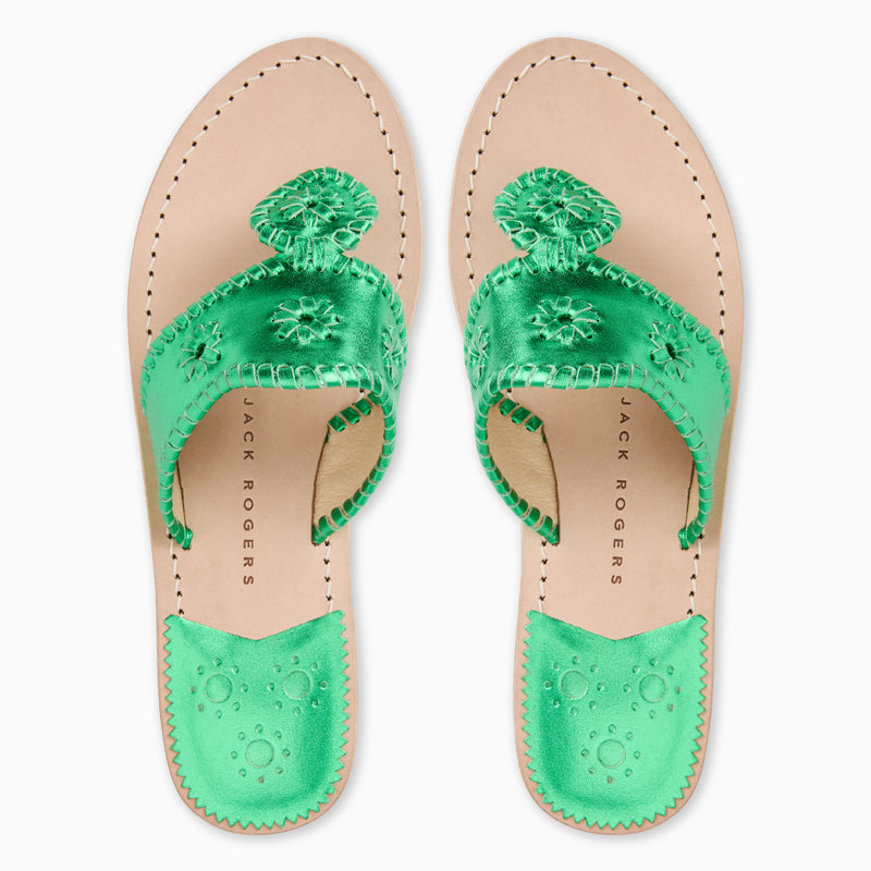 Jacks Metallic Leather Flat Sandal