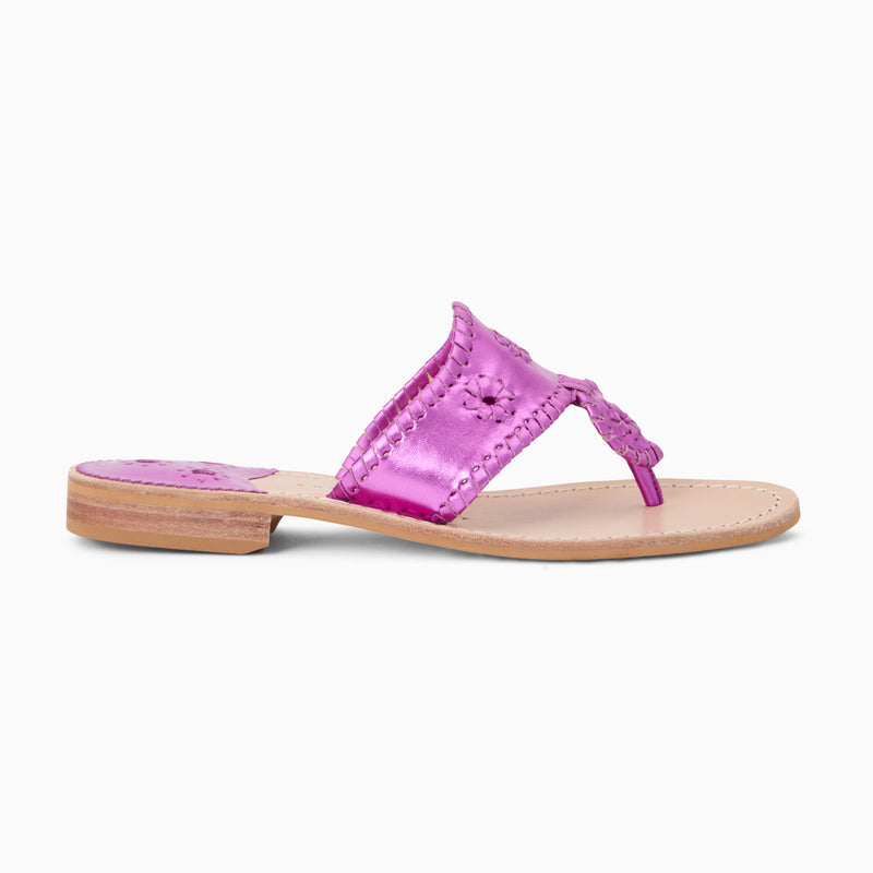 Jacks Metallic Leather Flat Sandal