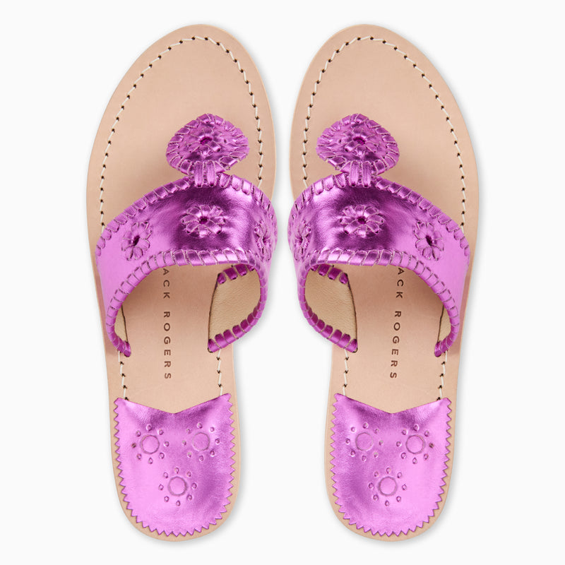 Jacks Metallic Leather Flat Sandal