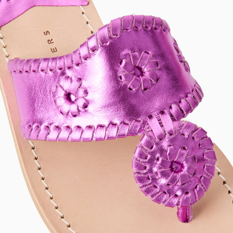 Jacks Metallic Leather Flat Sandal