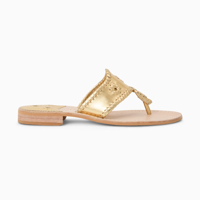 Jacks Wide Width Metallic Leather Flat Sandal
