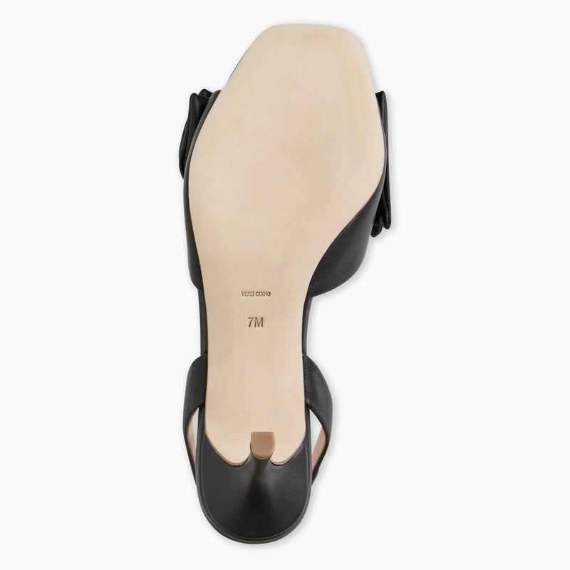 Eloise Bow Leather Slingback Mid Heel