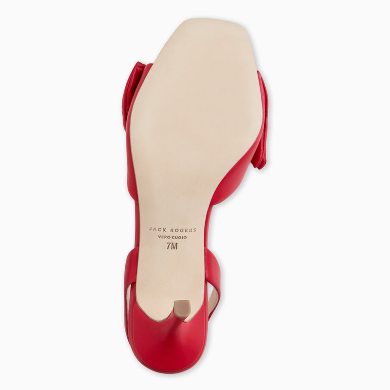 Eloise Bow Leather Slingback Mid Heel