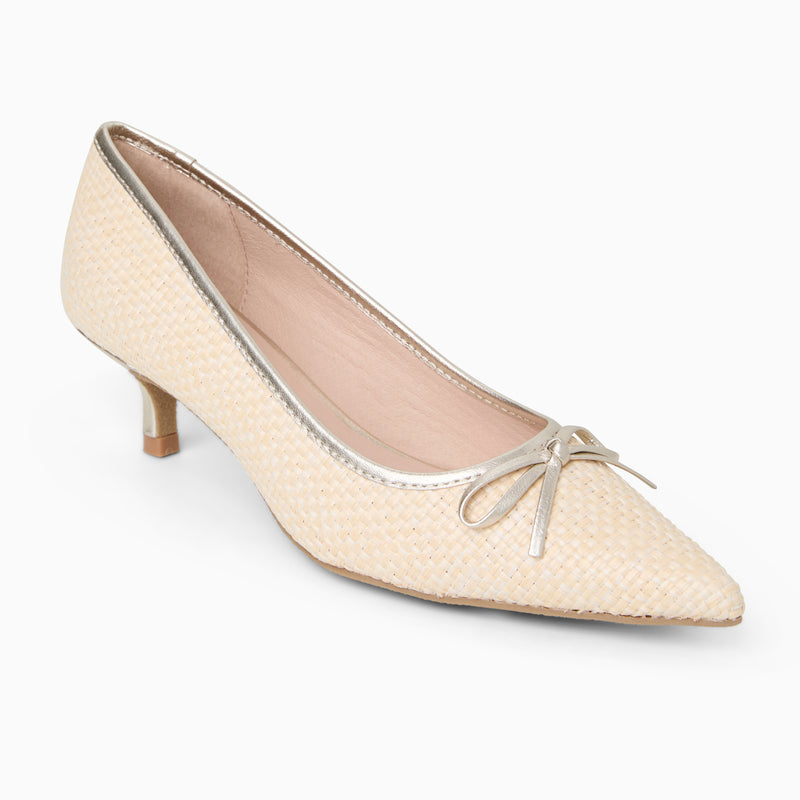 Pammi Raffia Kitten Heel Pump