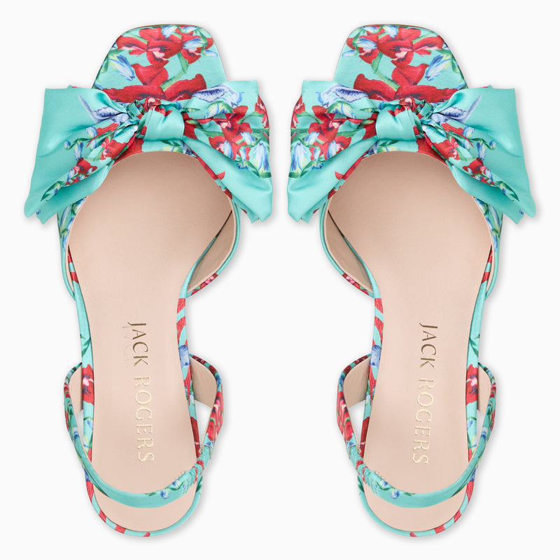 Eloise Bow Fabric Slingback Mid Heel