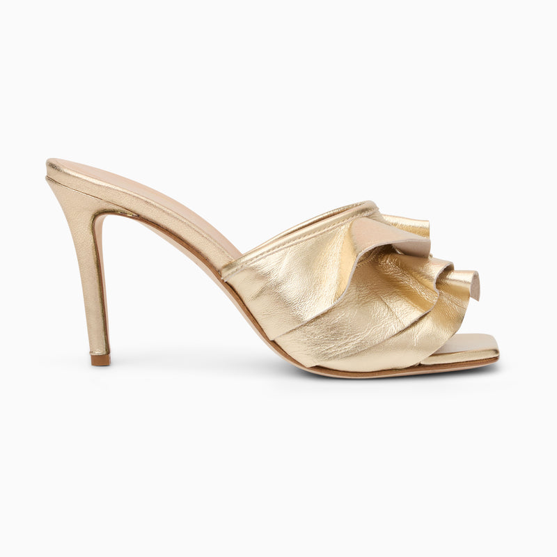 Beatrice Italian Leather Ruffle Heel