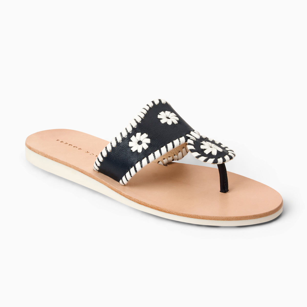 Jack Rogers Boating Jacks Sandal — Navy White Nappa Leather 