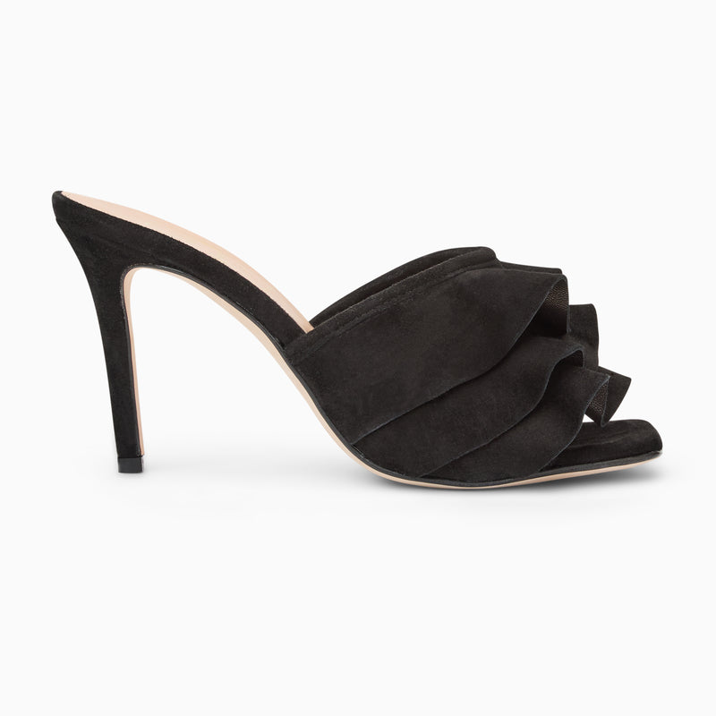 Beatrice Italian Suede Ruffle Heel