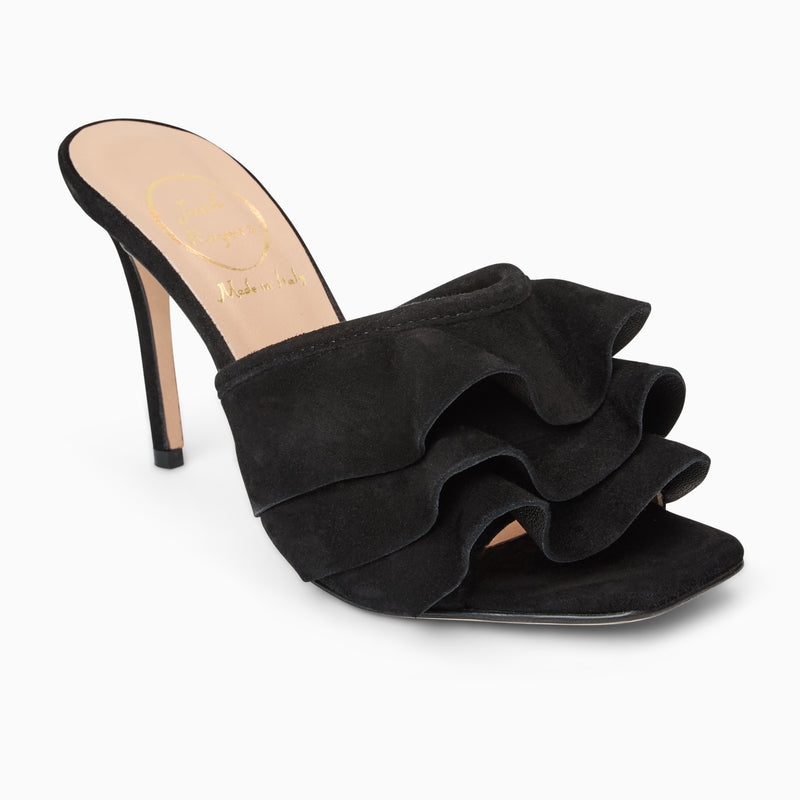 Beatrice Italian Suede Ruffle Heel