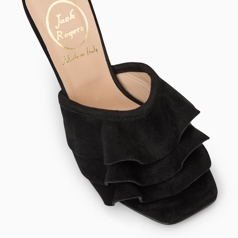 Beatrice Italian Suede Ruffle Heel