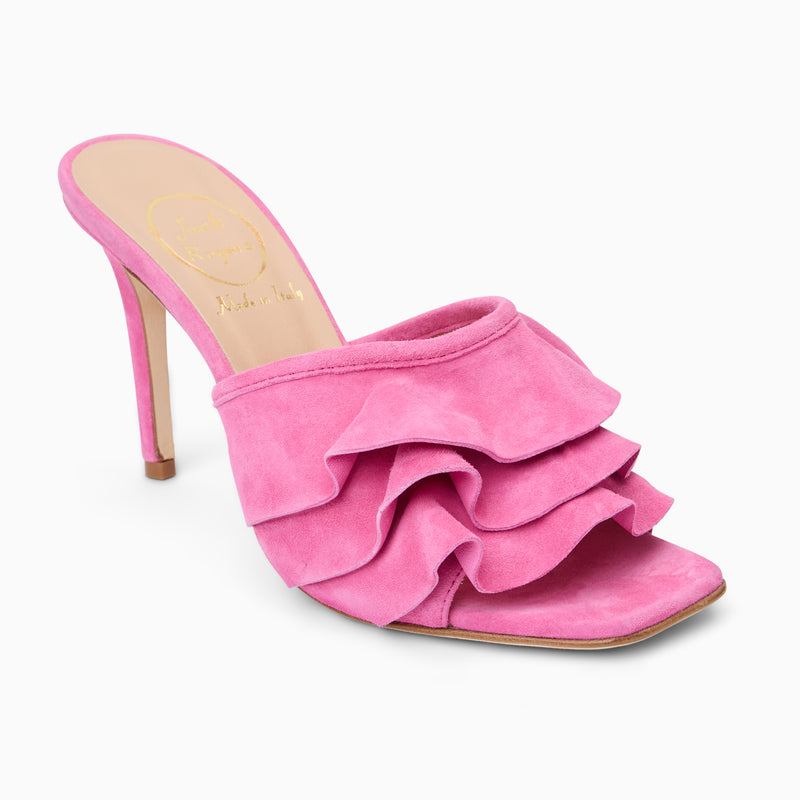 Beatrice Italian Suede Ruffle Heel