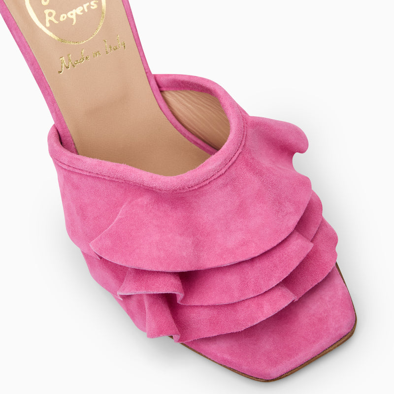 Beatrice Italian Suede Ruffle Heel