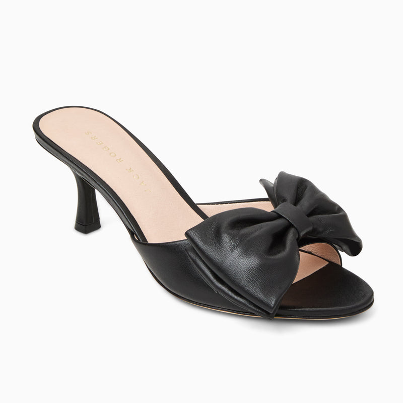 Lola Bow Leather Mid Heel