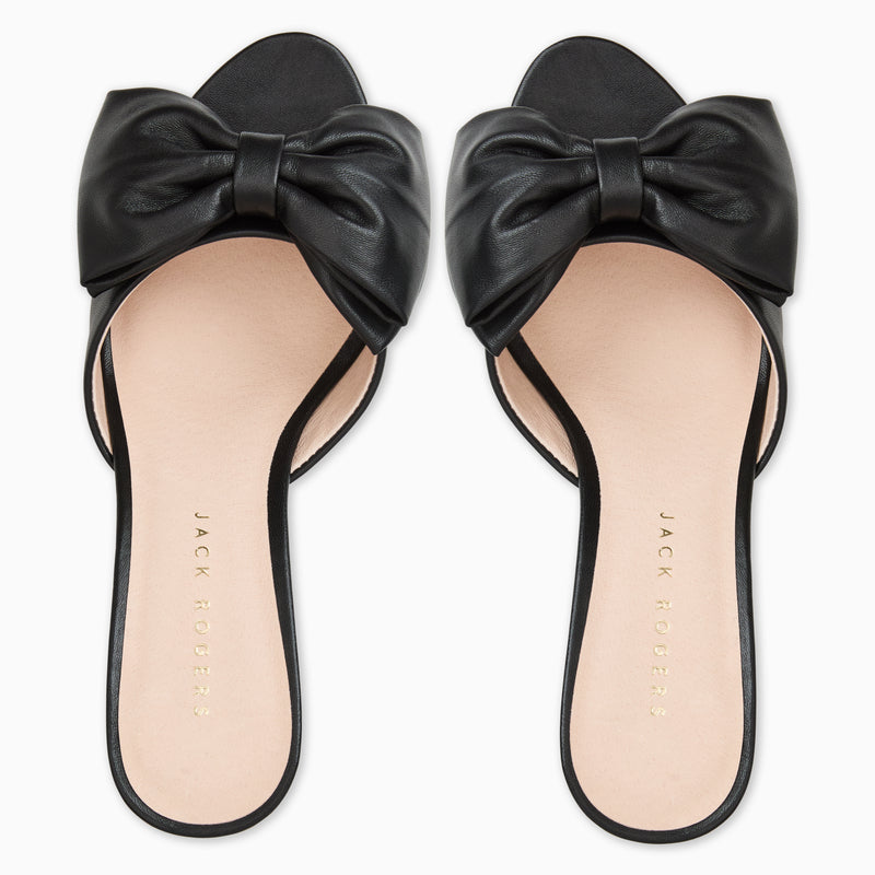 Lola Bow Leather Mid Heel