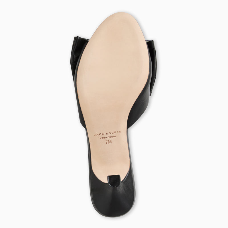 Lola Bow Leather Mid Heel