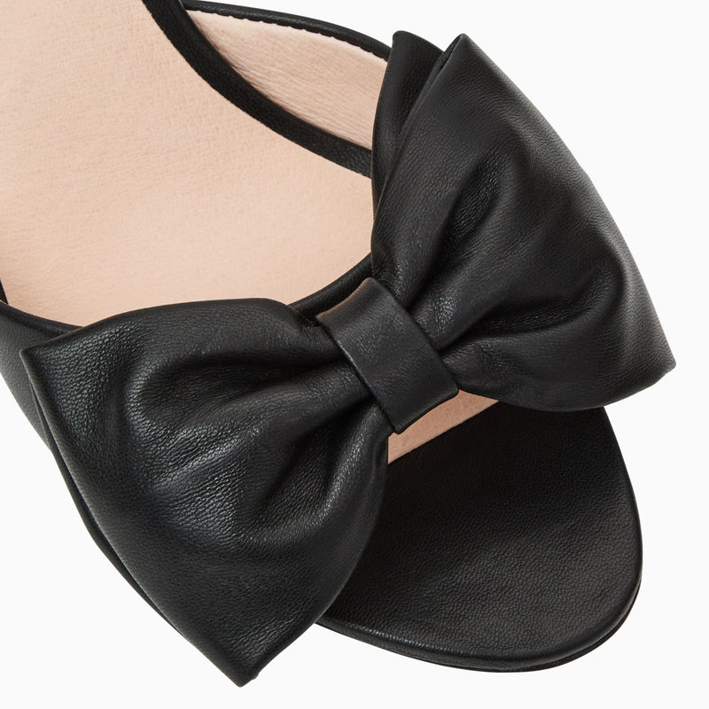 Lola Bow Leather Mid Heel