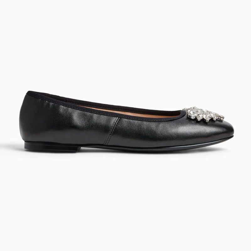 Ellina Jeweled Leather Ballet Flat