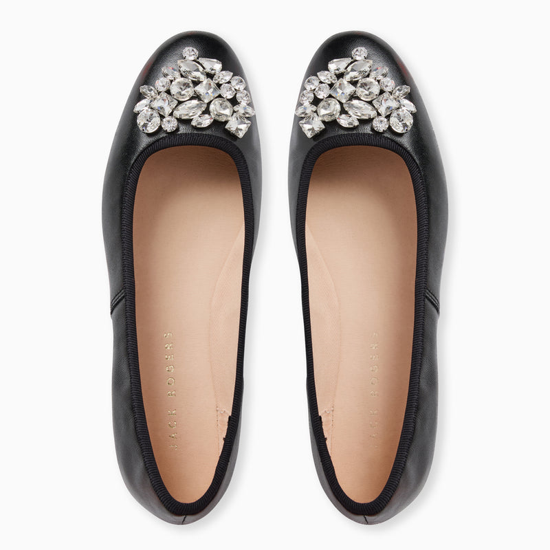 Ellina Jeweled Leather Ballet Flat