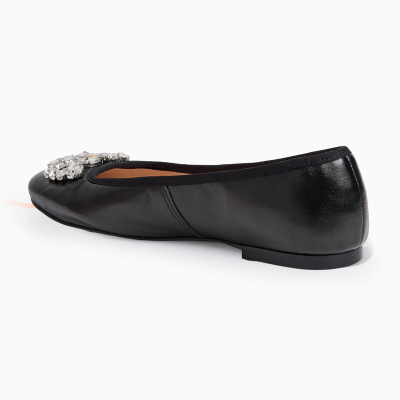 Ellina Jeweled Leather Ballet Flat