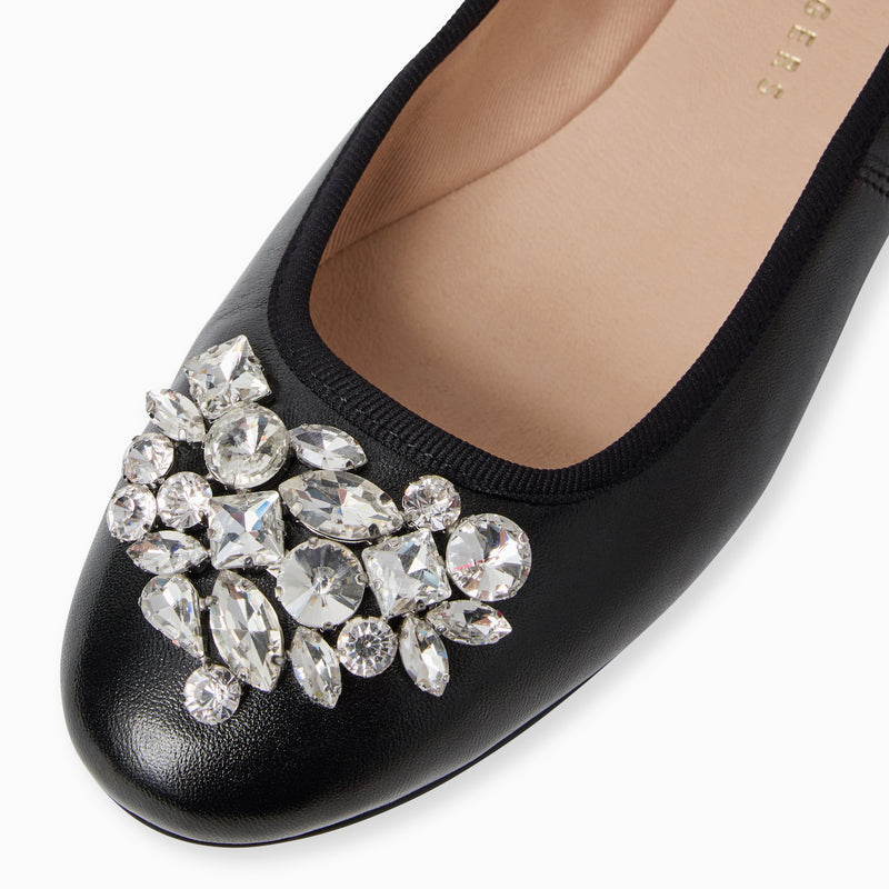 Ellina Jeweled Leather Ballet Flat