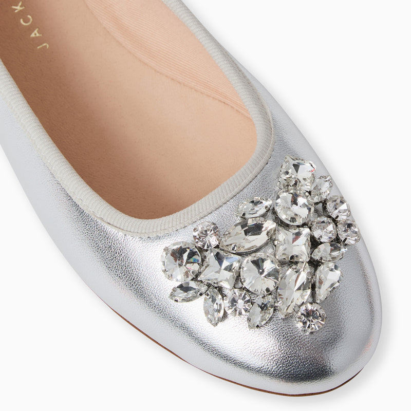 Ellina Jeweled Leather Ballet Flat