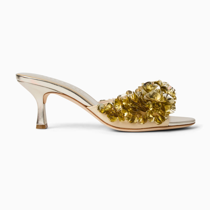 Crown Sequin Kitten Heel Sandal