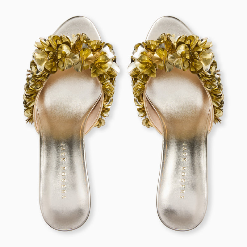 Crown Sequin Kitten Heel Sandal