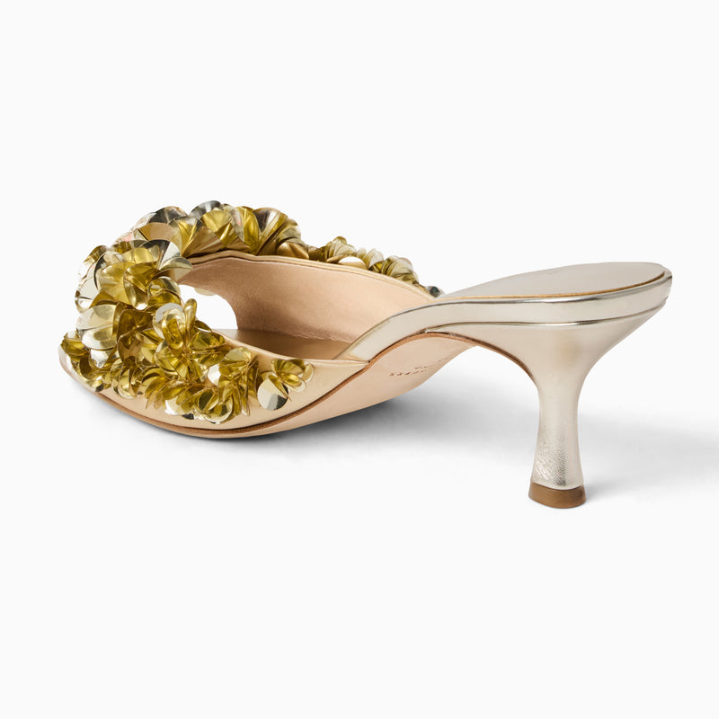 Crown Sequin Kitten Heel Sandal