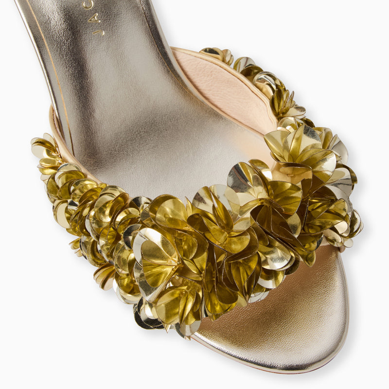 Crown Sequin Kitten Heel Sandal