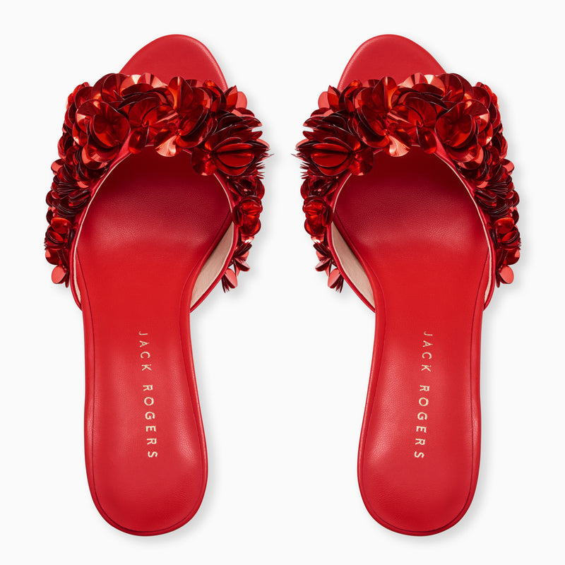 Crown Sequin Kitten Heel Sandal