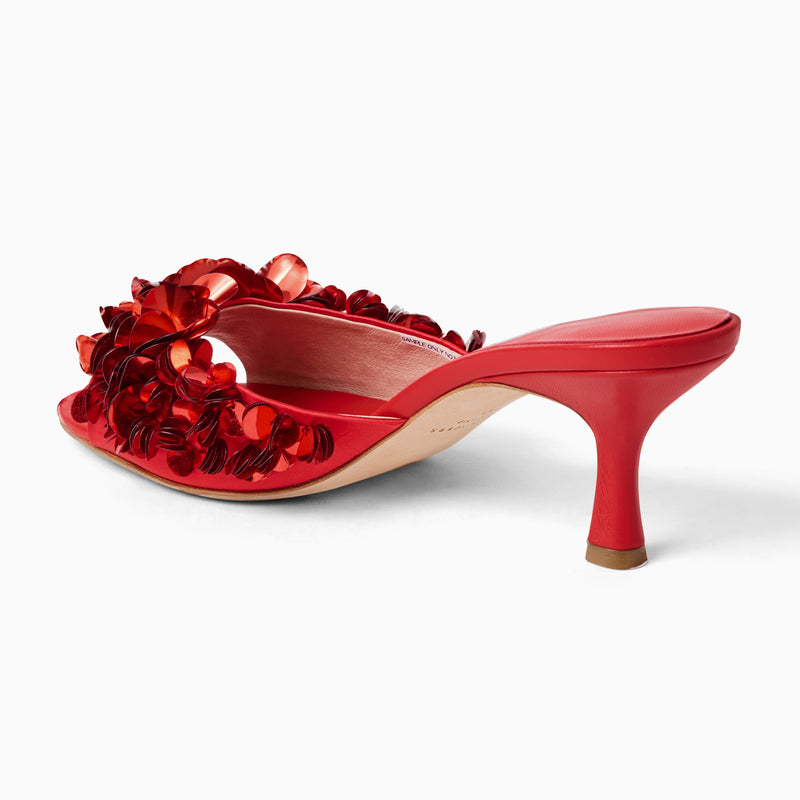 Crown Sequin Kitten Heel Sandal