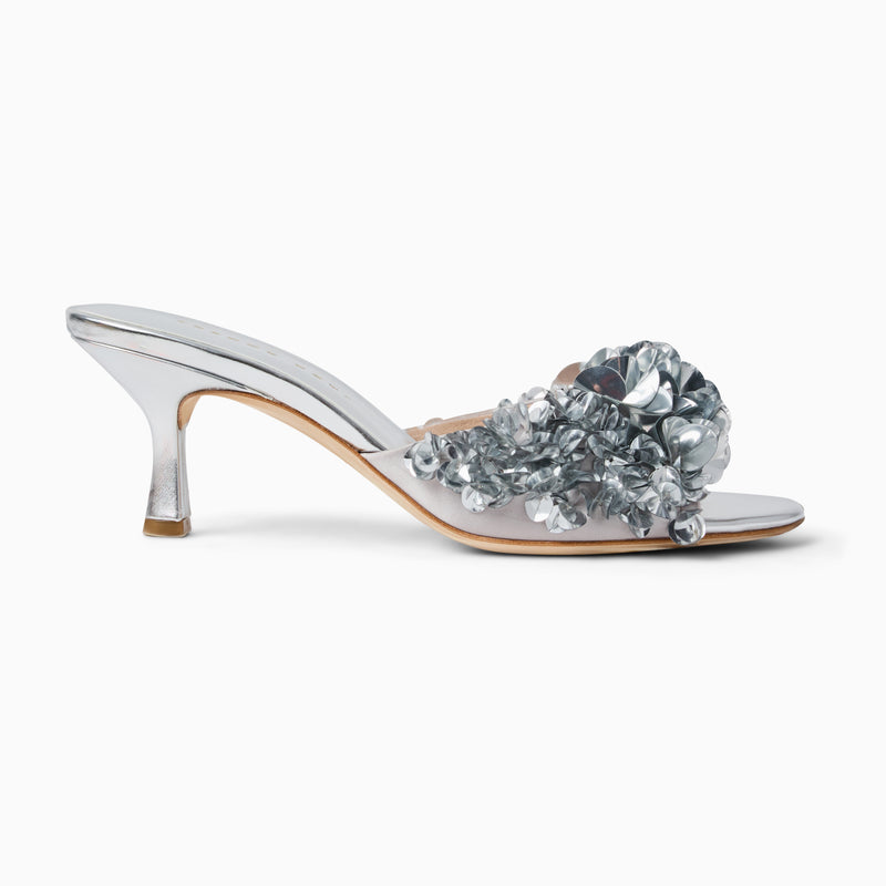 Crown Sequin Kitten Heel Sandal