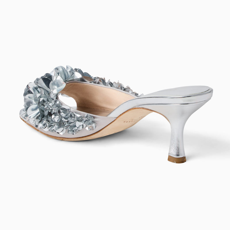 Crown Sequin Kitten Heel Sandal