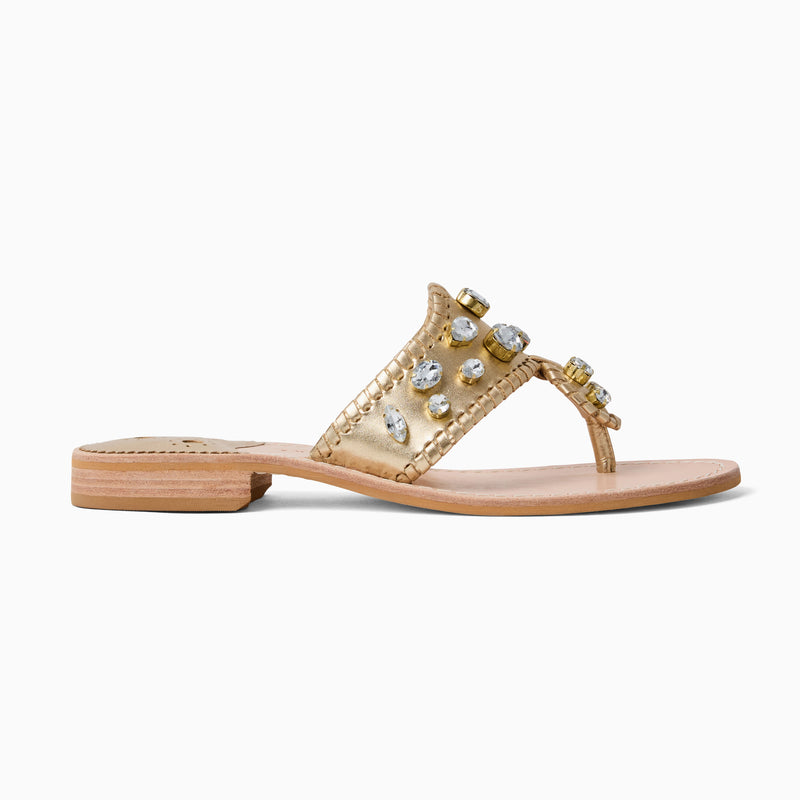 Jacks Jeweled Leather Flat Sandal