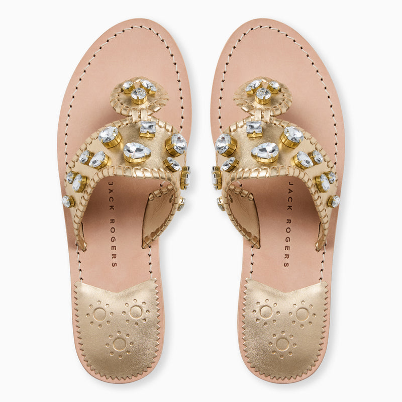 Jacks Jeweled Leather Flat Sandal