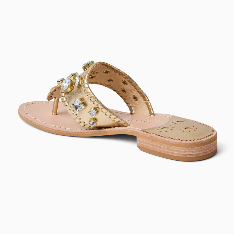Jacks Jeweled Leather Flat Sandal