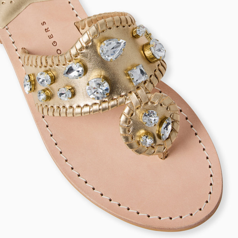 Jacks Jeweled Leather Flat Sandal
