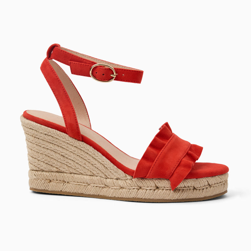 Rozette Suede Ruffle Wedge