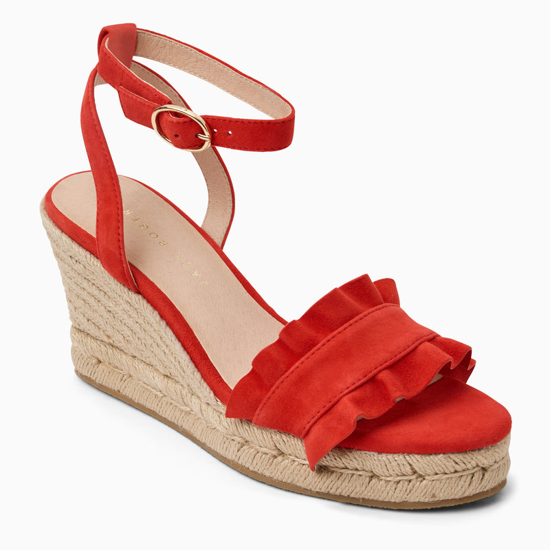 Rozette Suede Ruffle Wedge
