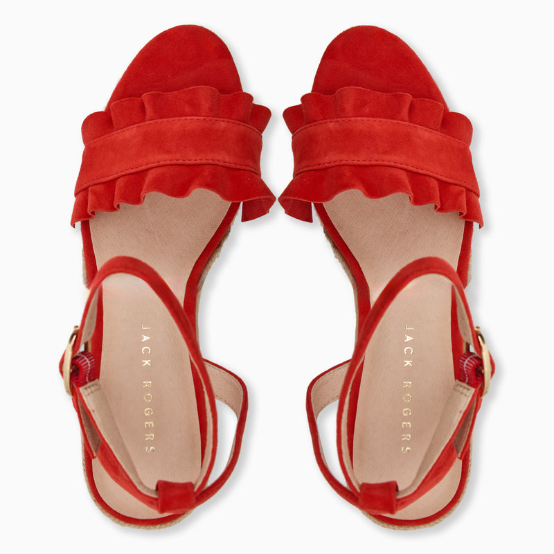 Rozette Suede Ruffle Wedge