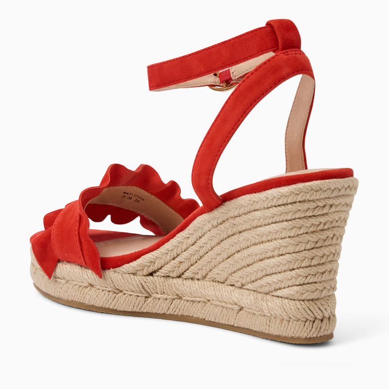 Rozette Suede Ruffle Wedge