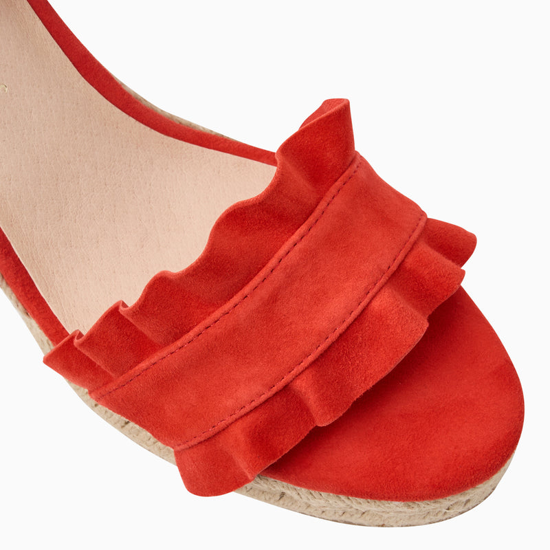 Rozette Suede Ruffle Wedge