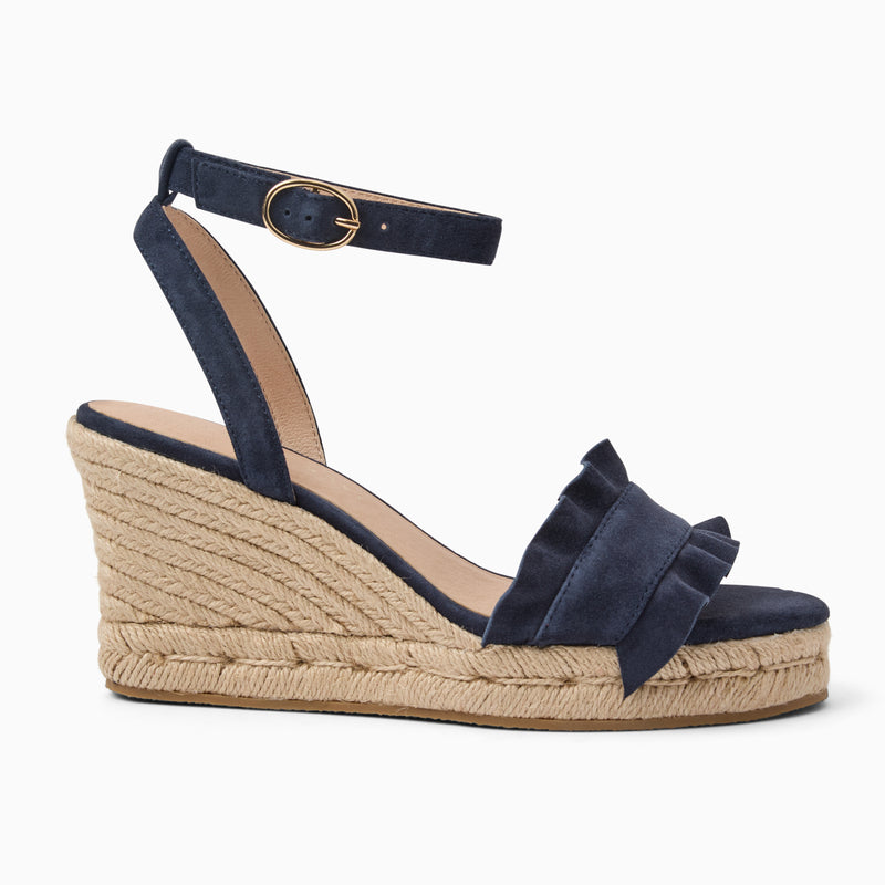 Rozette Suede Ruffle Wedge