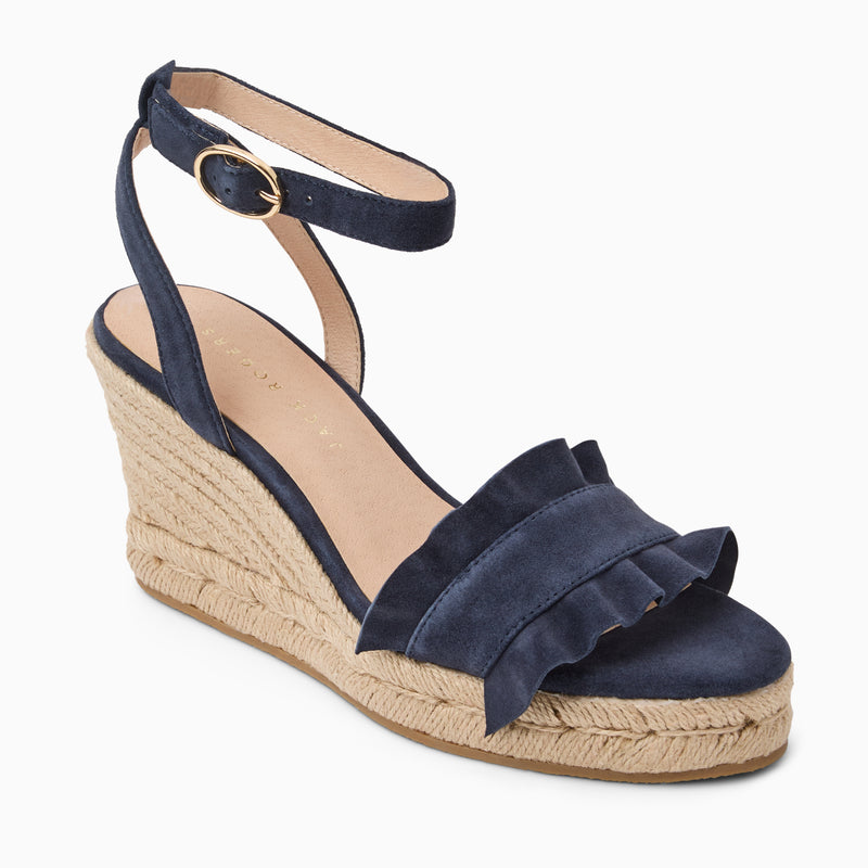 Rozette Suede Ruffle Wedge