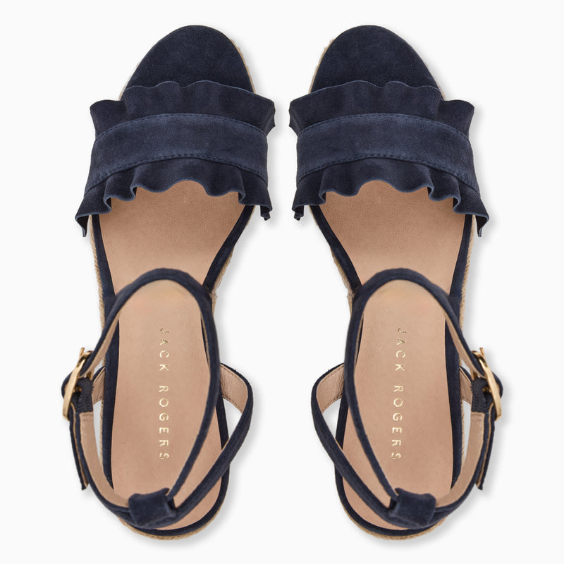 Rozette Suede Ruffle Wedge