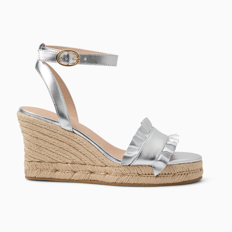 Rozette Leather Ruffle Wedge