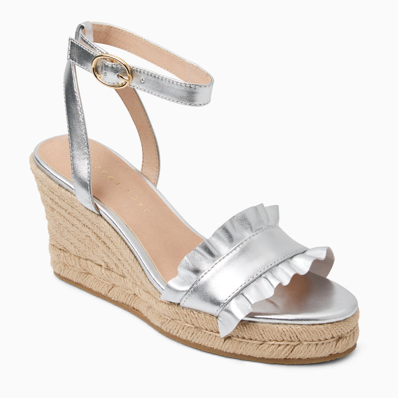 Rozette Leather Ruffle Wedge