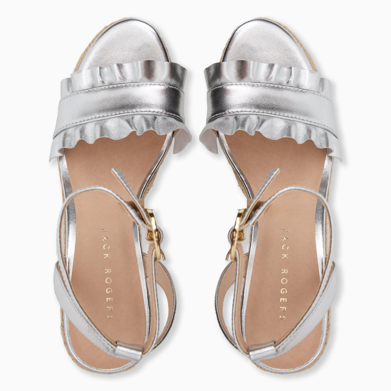 Rozette Leather Ruffle Wedge